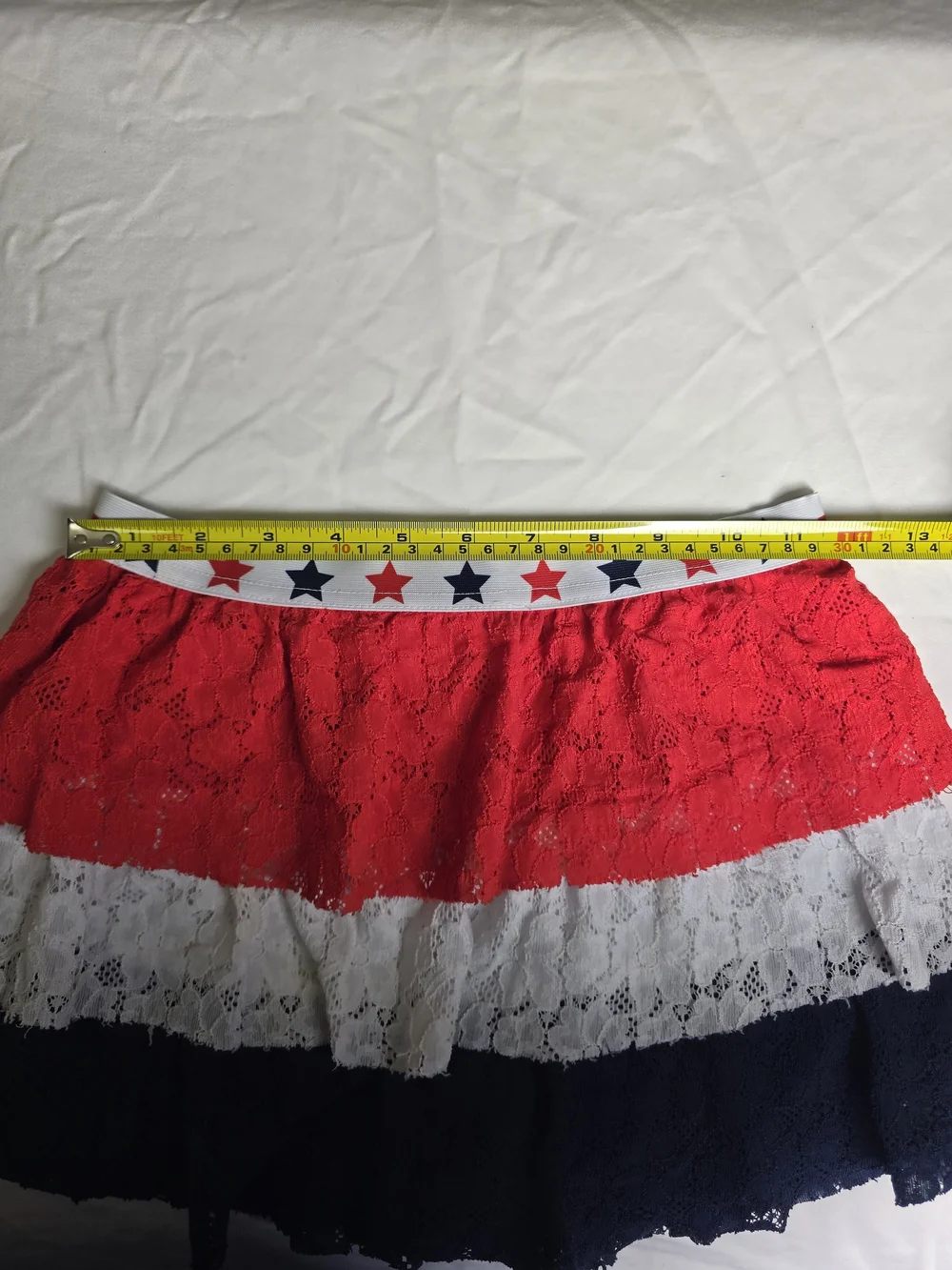Way To Celebrate Patriotic Girls Tiered Lace Skirt M